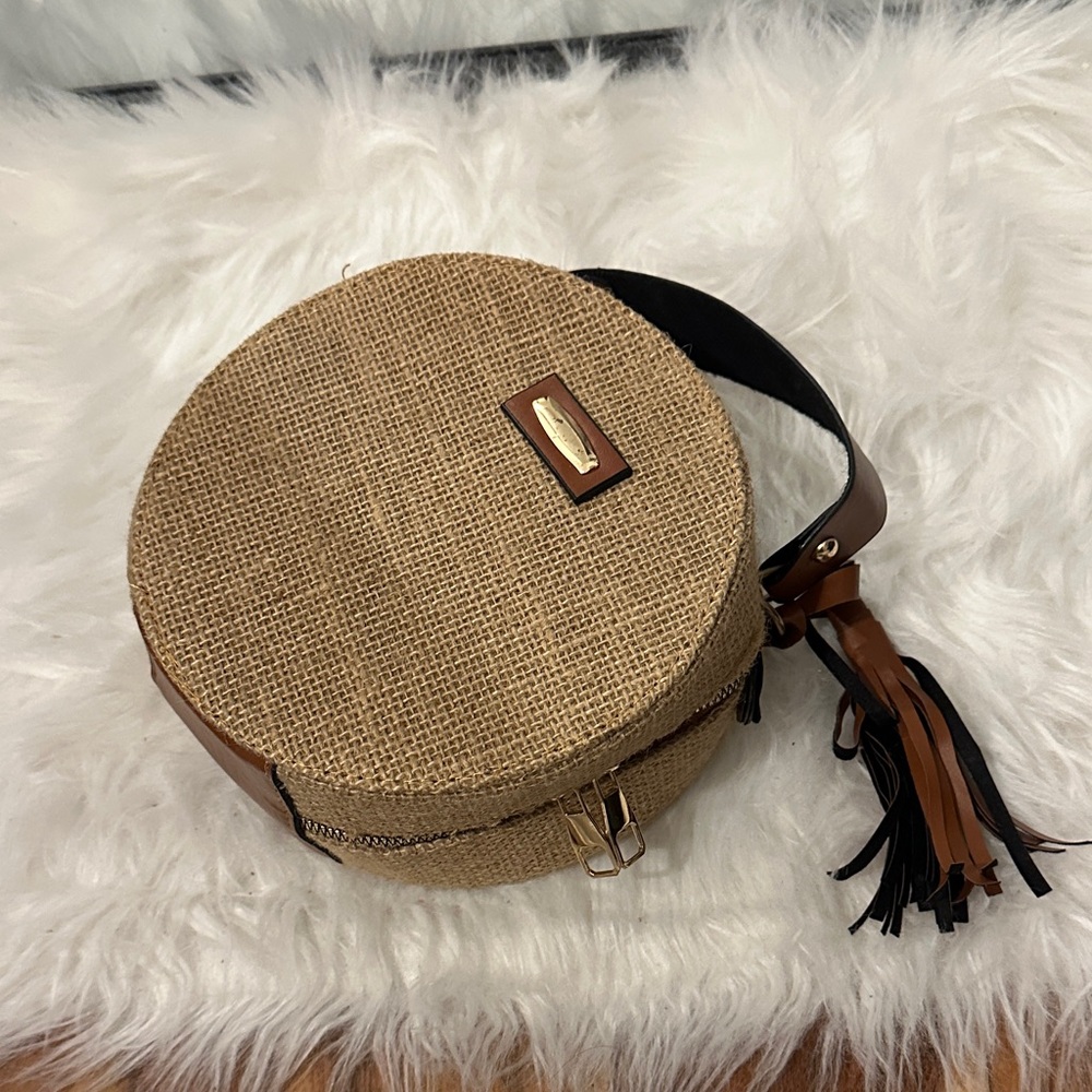 Round Tan and Brown Women's Bag